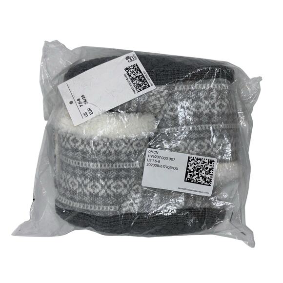 NEW H&M Toddler Girls Slippers Booties Size 7.5-8 Sweater Material & Fleece NWT - Picture 9 of 9